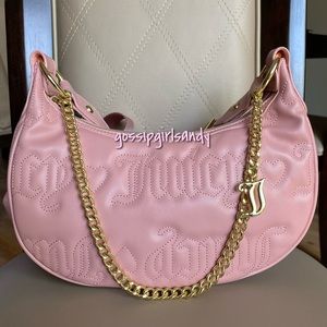 Juicy Couture Pink Quilted Taffy Puff Half Moon Crossbody Bag